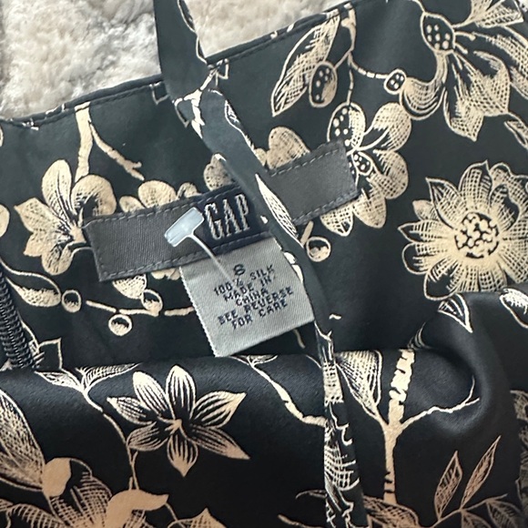 GAP Black and Cream Silk Floral Spaghetti Strap Mini Dress - Picture 2 of 8